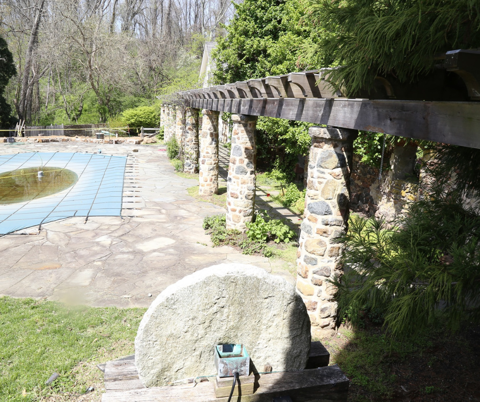 pool deck with pergola