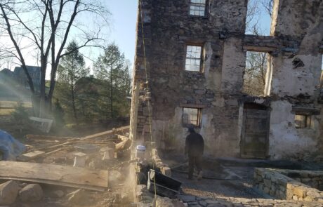 stone building under construction