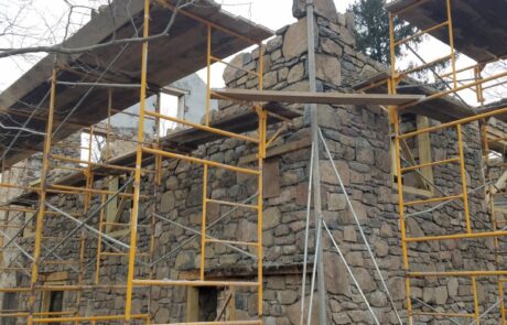 stone building construction in progress