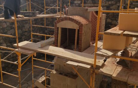 inside stone building under construction