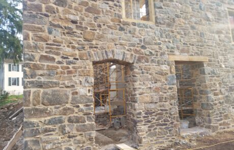 stone wall under construction